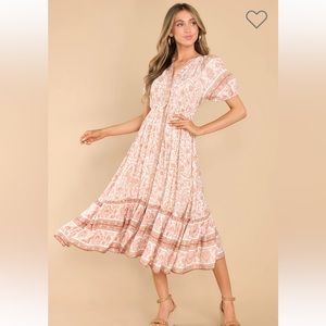 Start Over Blush Floral Print Midi Dress worn 1 time and hand washed